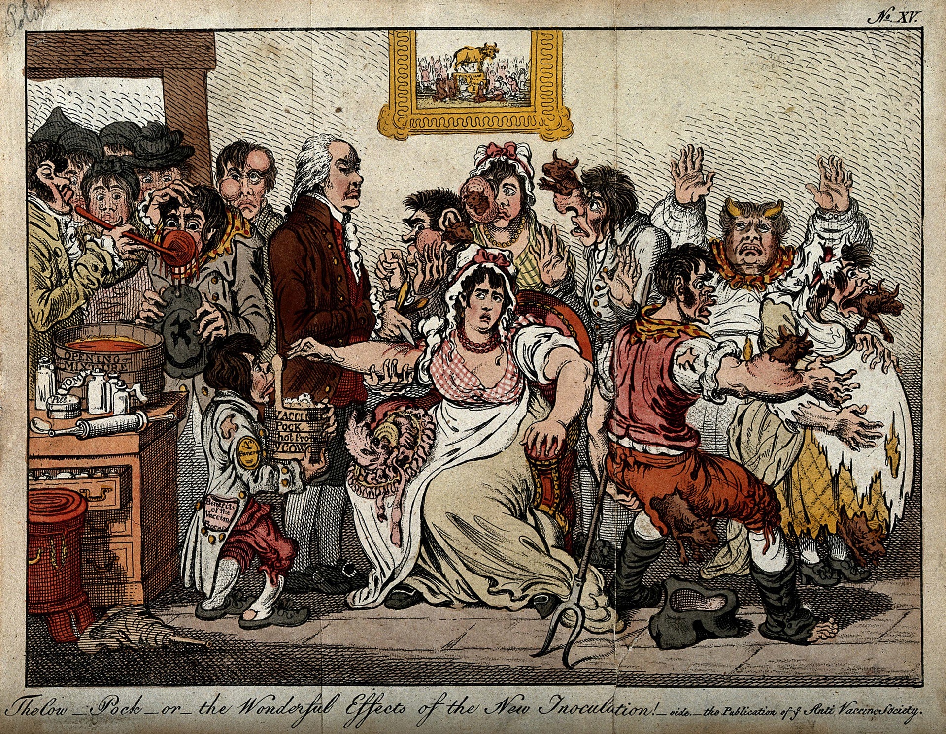 Illustration of Edward Jenner inoculating patients