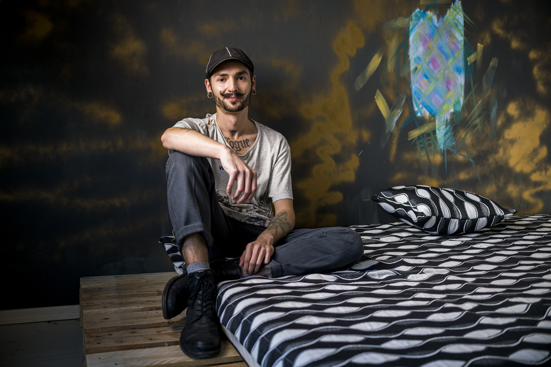 Teodor poses for a portrait at his home in the Busmantsi suburb of Sofia, Bulgaria