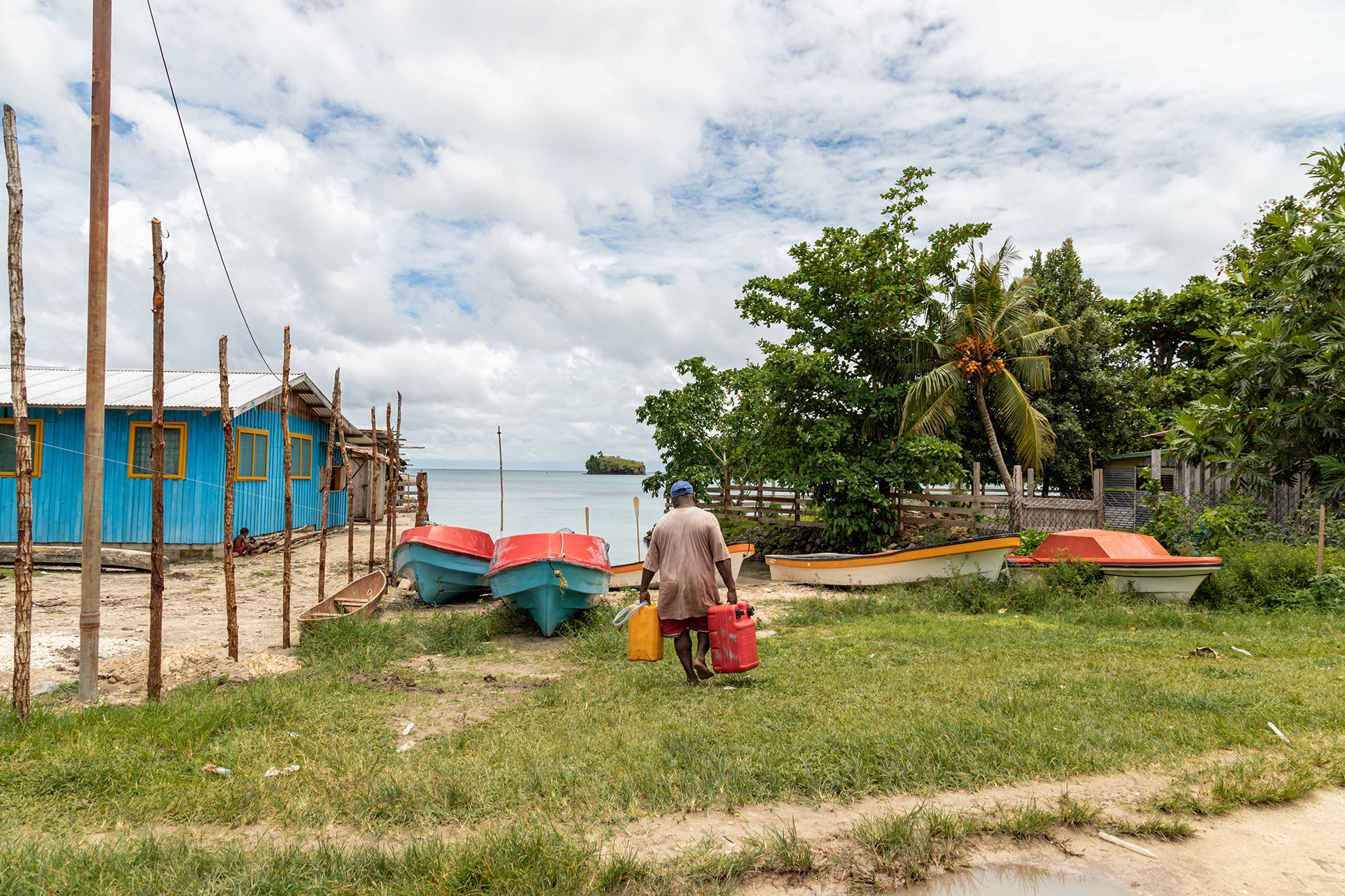 a peron carrying petrol to their boat