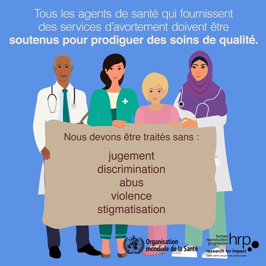 Infographie: Tous les agents de santé qui fournissent des services d'avortement doivent être soutenus pour prodiguer des soins de qualité