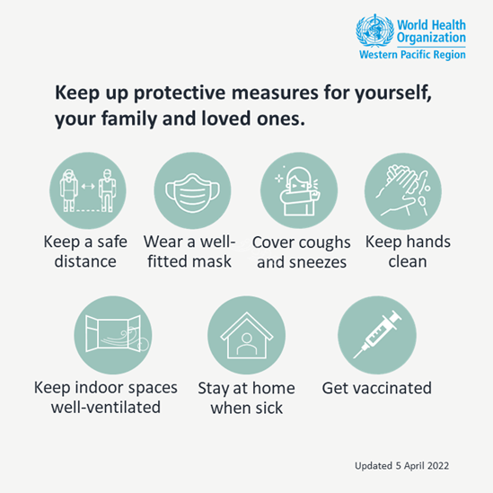Keep up protective measures for COVID-19 graphic
