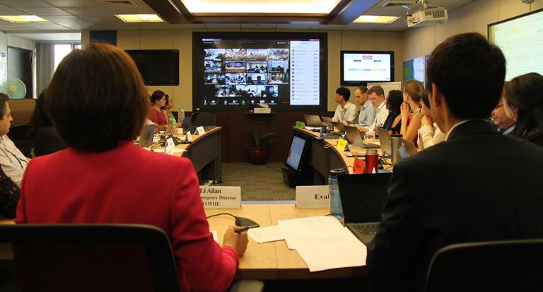 Countries connected via video conference during Exercise Crystal